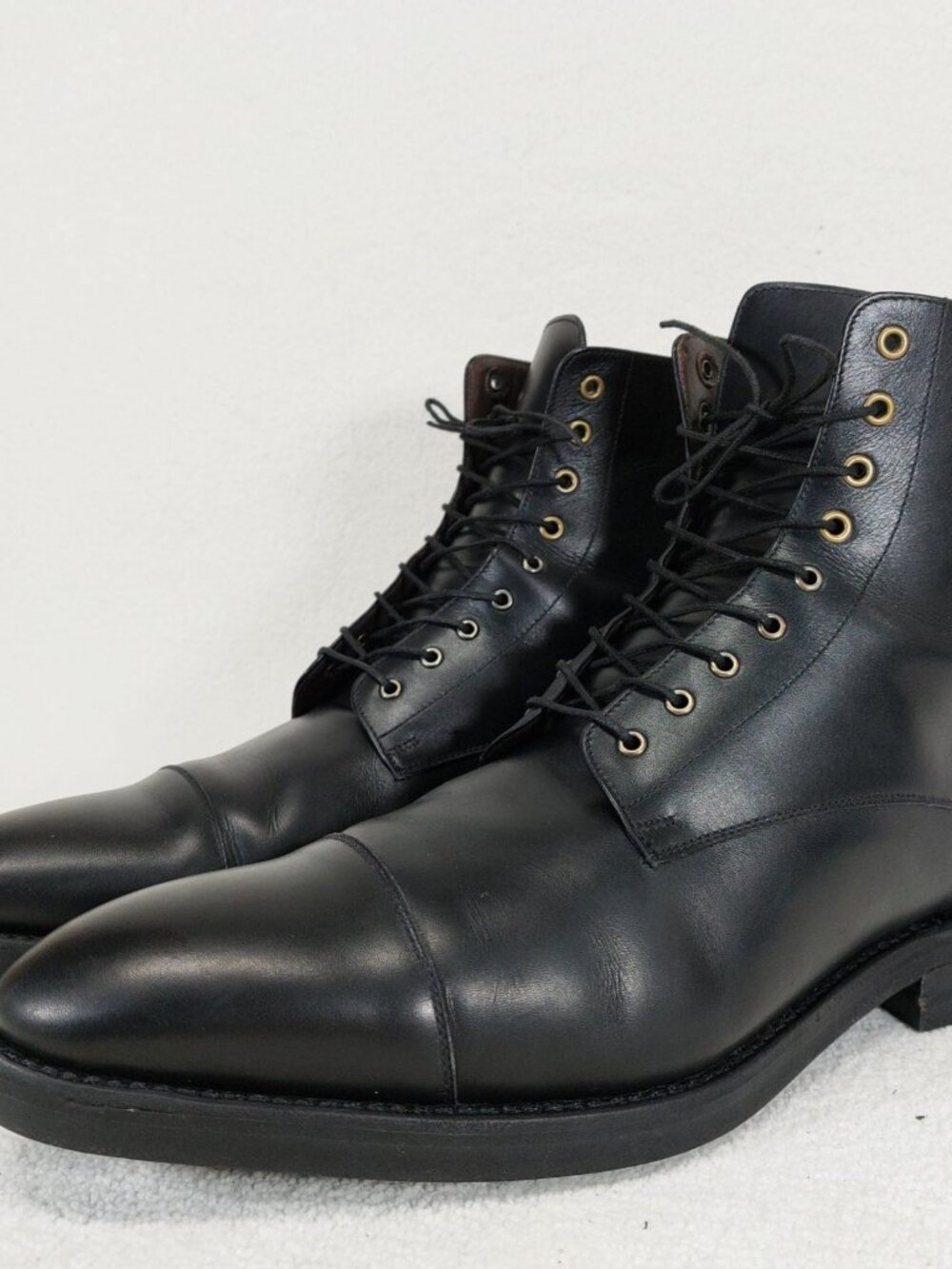 Leffler Leather Goods Cap Toe Oxford Boots Mens 10.5, Handmade in Spain, Black